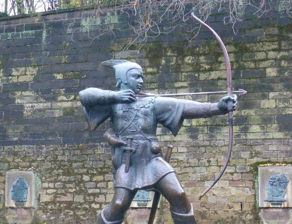 Robin Hood sculptures in Nottingham to mark the visit of then Princess Elizabeth are also among those listed