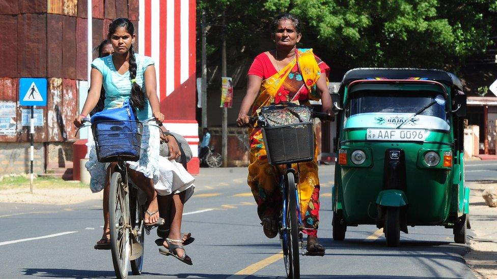 Sri Lankan women cycling