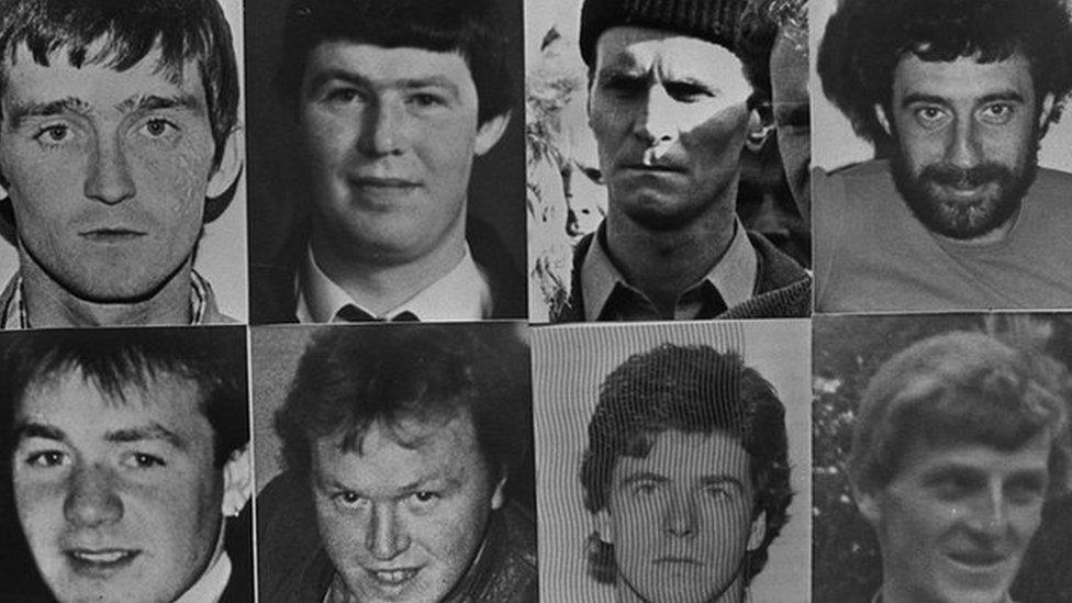 From top left: Patrick McKearney, Tony Gormley, Jim Lynagh, Paddy Kelly; from bottom left: Declan Arthurs, Gerard O'Callaghan, Seamus Donnelly and Eugene Kelly