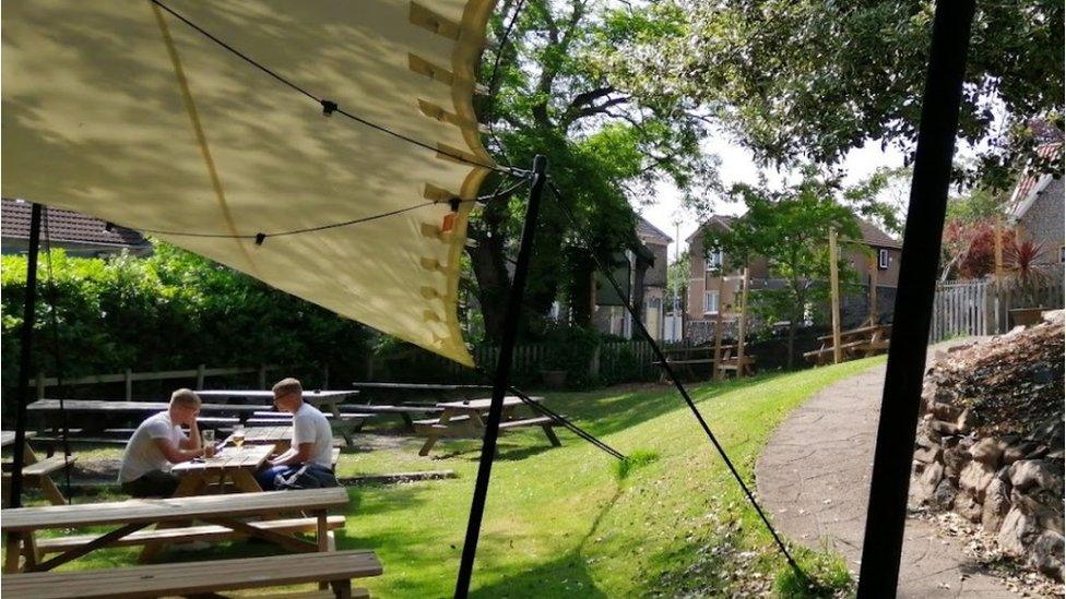 Beer garden of the Bristol Inn in Clevedon