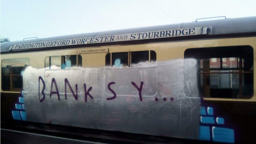 One of the vandalised carriages