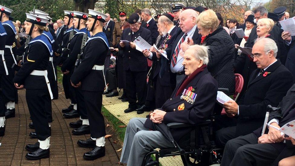 Crowd at memorial in cardiff