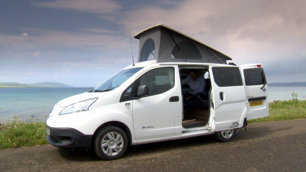 electric camper van on Orkney