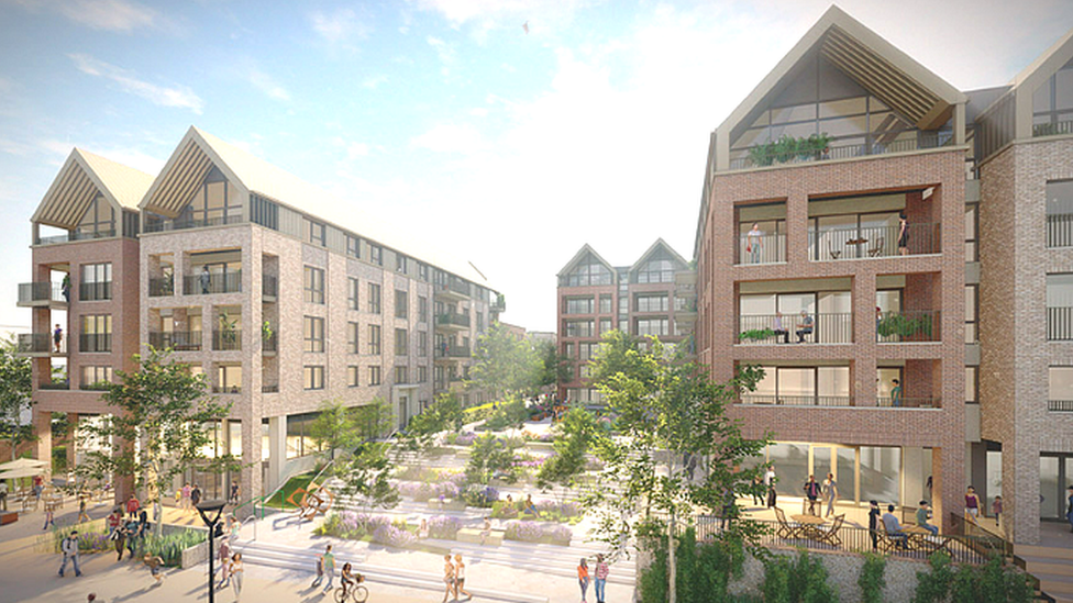 Artist's impression of Baltic Whart homes side in Bristol