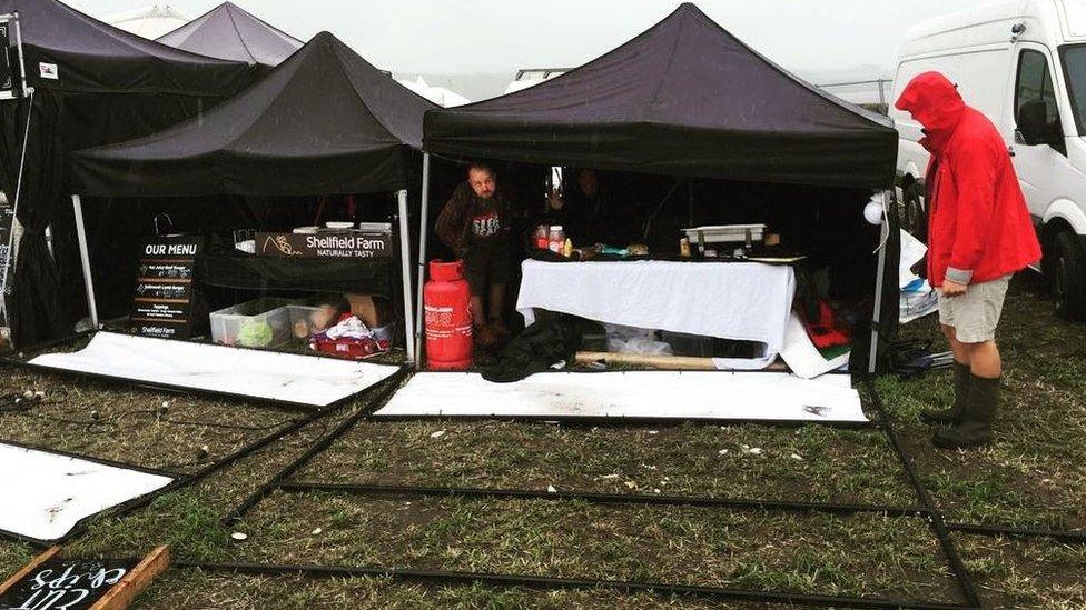 The stall from Shellfield Farm, which travelled from Glendaruel, has been damaged