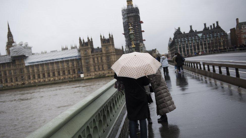 The storm has caused windy and rainy weather across the UK, including the capital, London.