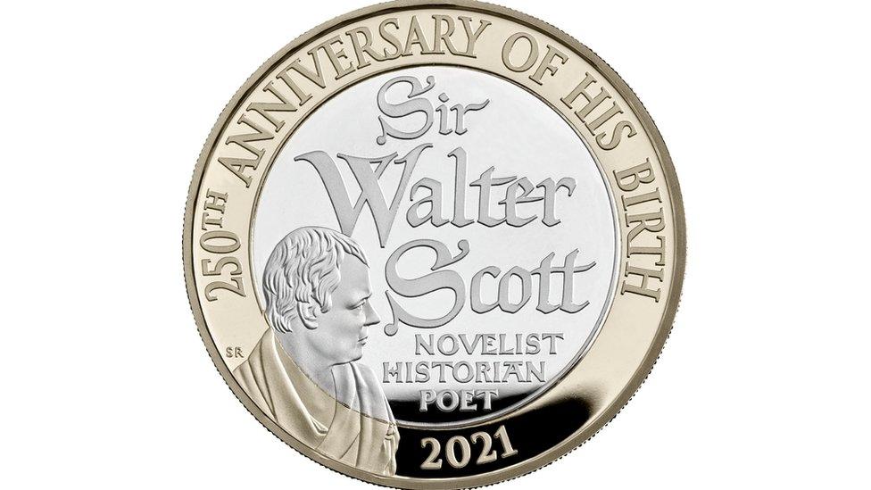 A new £2 coin commemorating the 250th anniversary of the birth of Sir Walter Scott