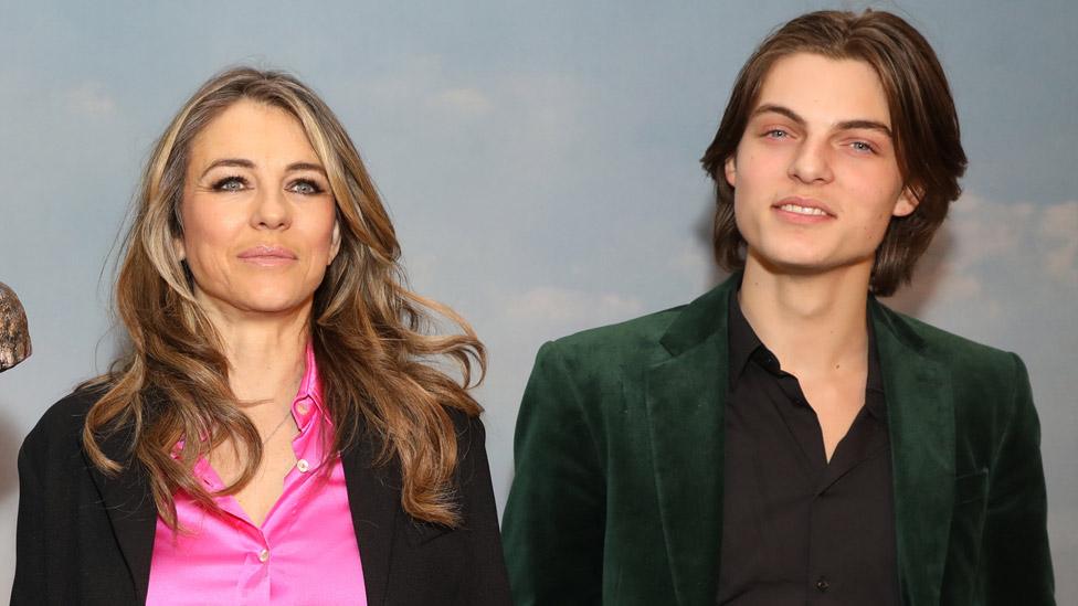 Elizabeth Hurley and son Damian in 2018