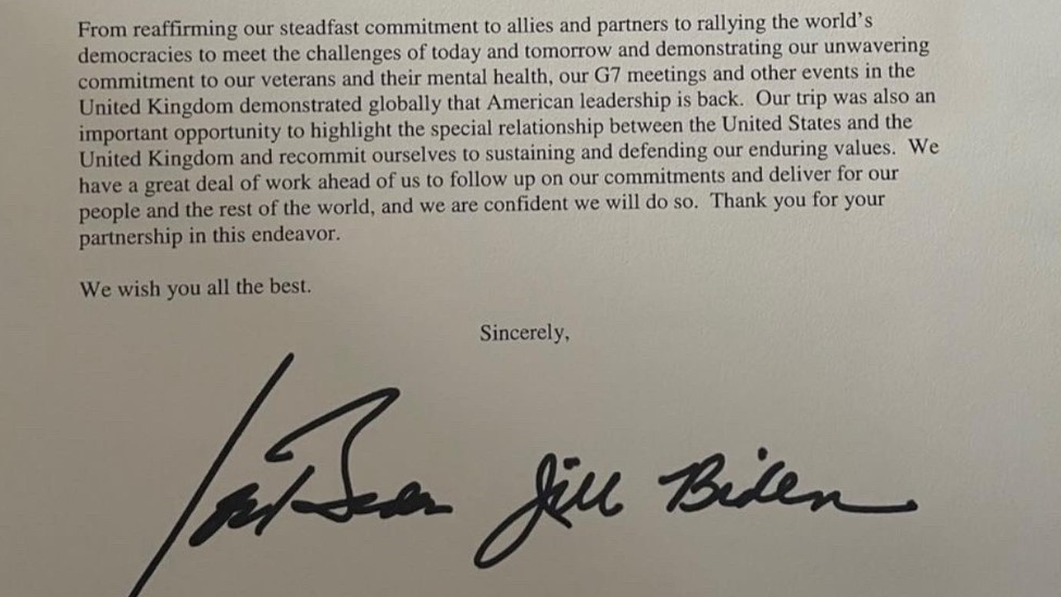 Letter signed from Joe Biden