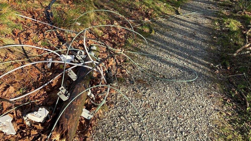 Power pole down in Ambleside