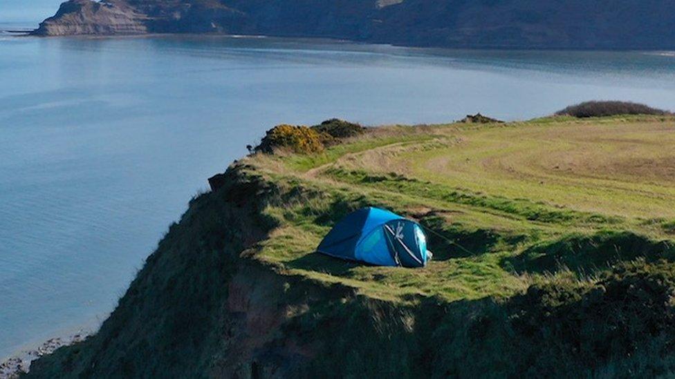 The tent along the Cleveland Way in North Yorkshire