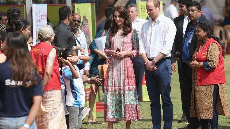 William and Catherine visiting Mumbai's Oval Maidan recreation ground