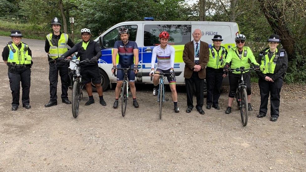 Dame Sarah Storey with South Yorkshire Police officers