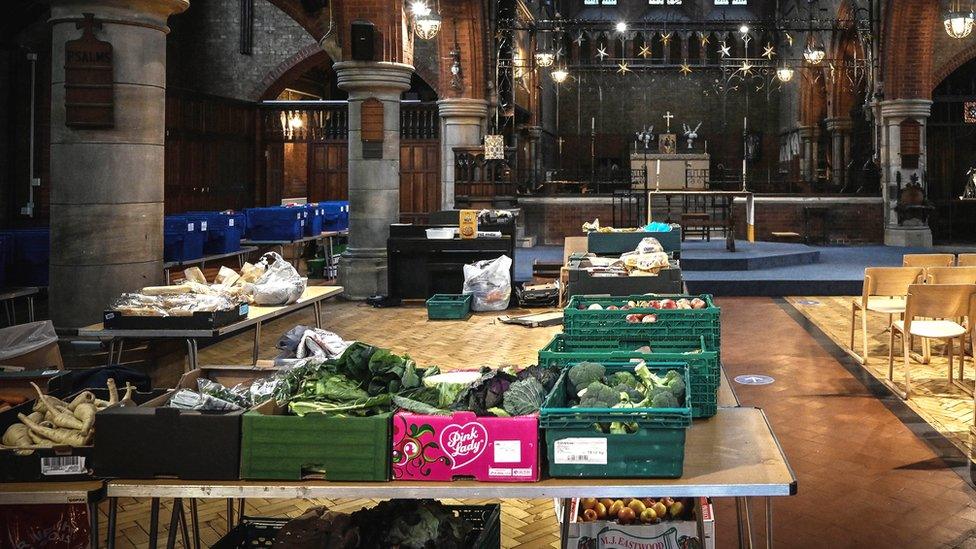 Food bank in a church