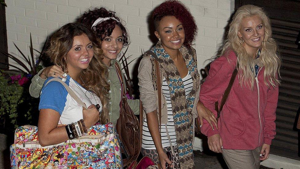 Girl group Rhythmix leaving the X Factor Studios on October 9, 2011 in London, England.