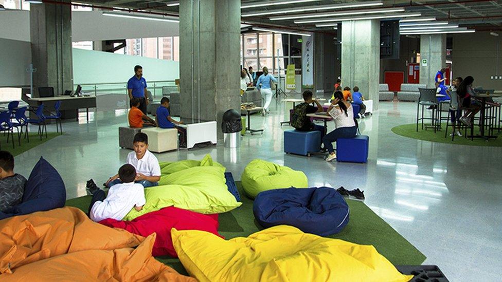 A view of the inside of one of the public libraries in Medellin