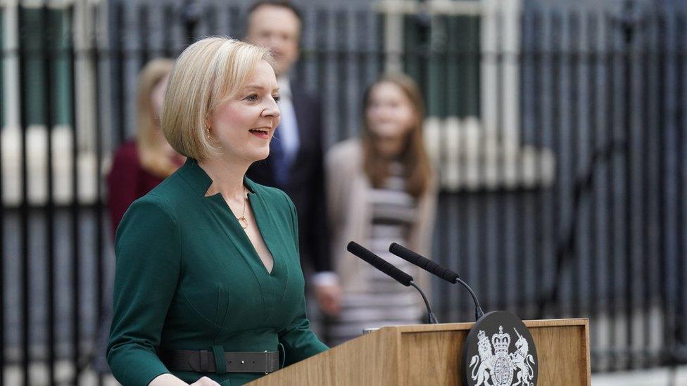 Liz Truss making her final speech outside Downing Street