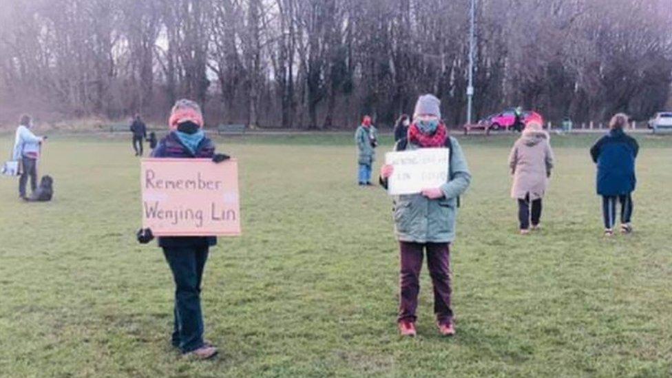 People on Hailey fields in Llandaff North, Cardiff