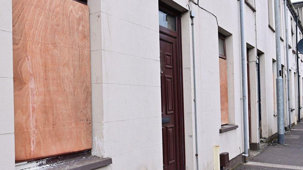 Boarded up windows on Larne Street, Ballymena