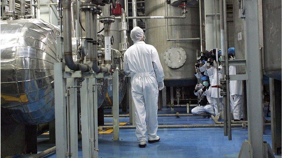 An Iranian technician walks at the Isfahan Uranium Conversion Facilities (UCF), 420km south of Tehran (3 February 2007)