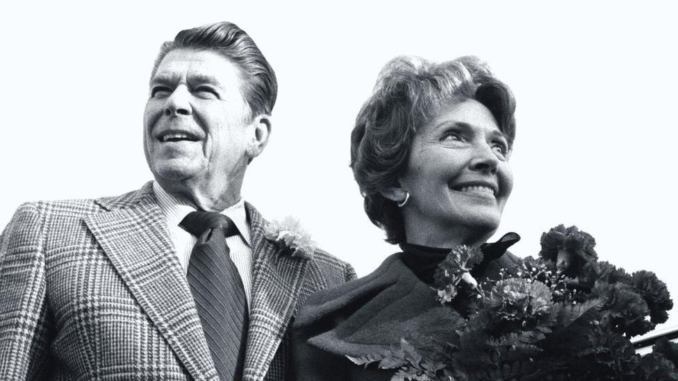 Ronald Reagan and his wife Nancy on the campaign trail in Florida in 1976