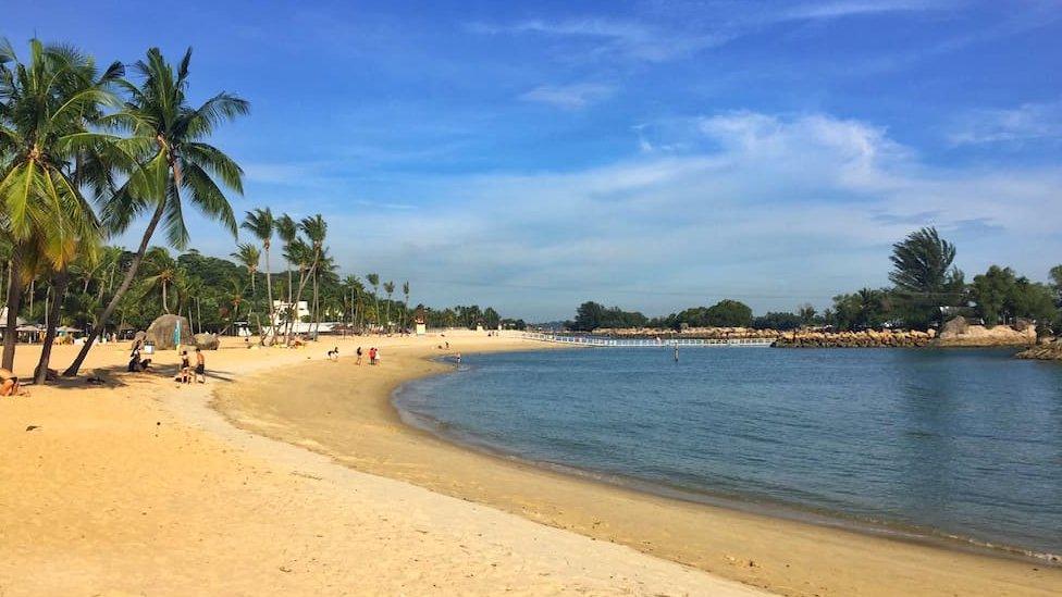 Sentosa beach.