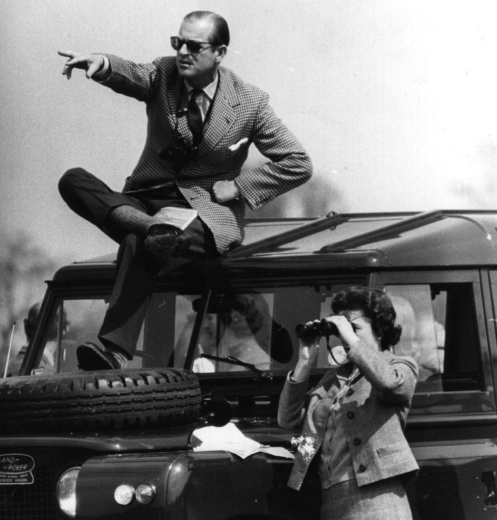 Prince Philip with the Queen at Badminton Horse Trials in 1968