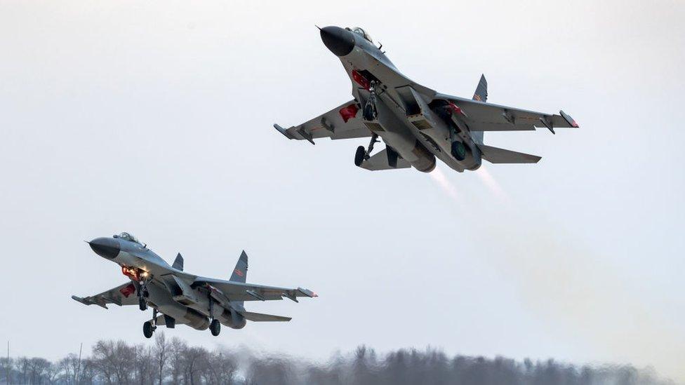 People's Liberation Army jets during a drill over China, January 2019