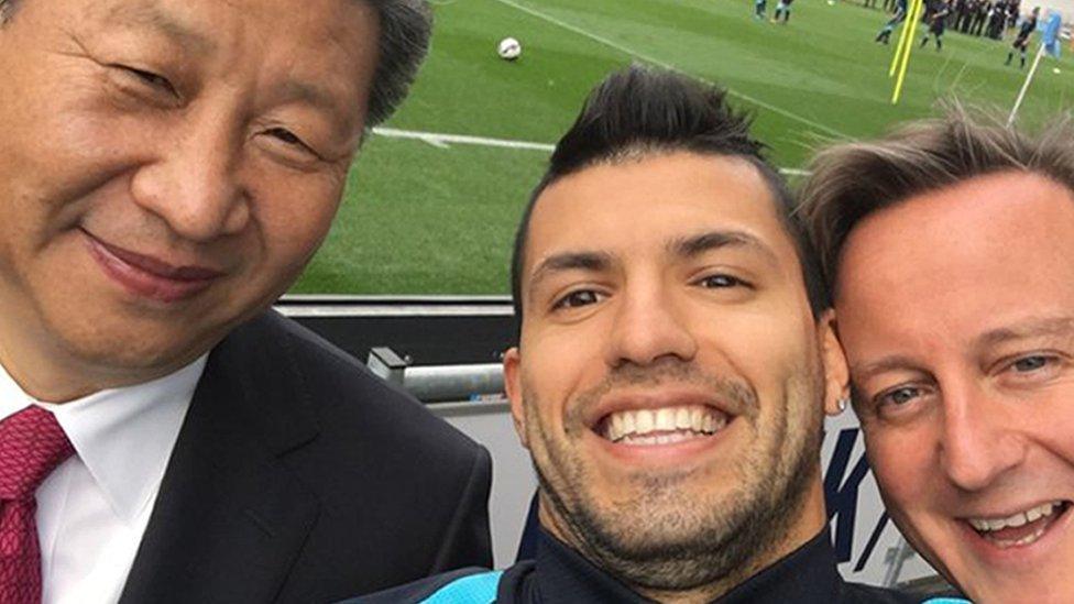 Sergio Aguero, President Xi and David Cameron