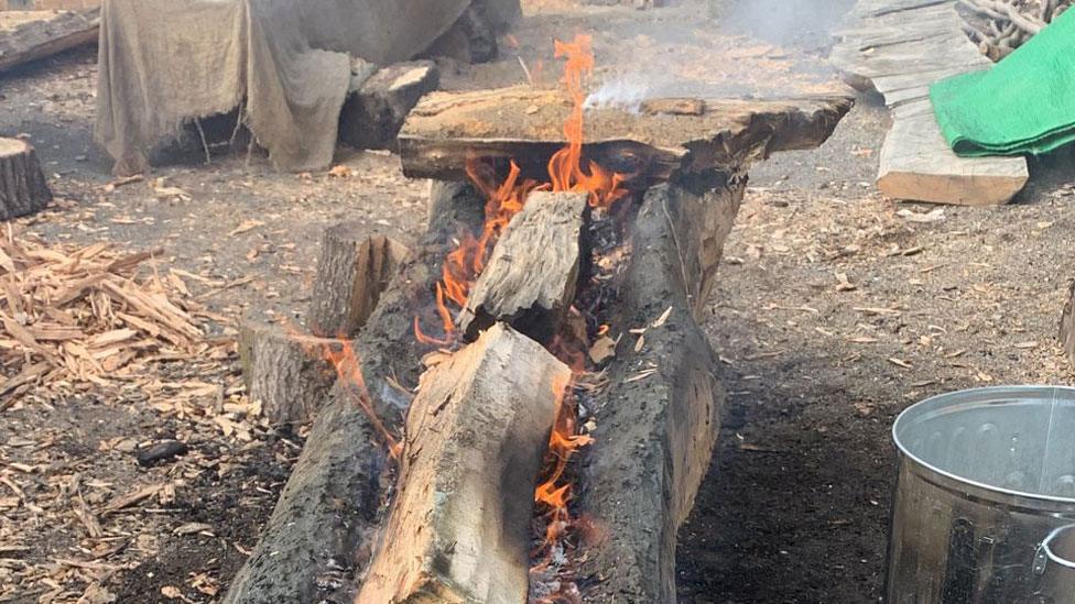 Log boat burn, Stanwick Lakes