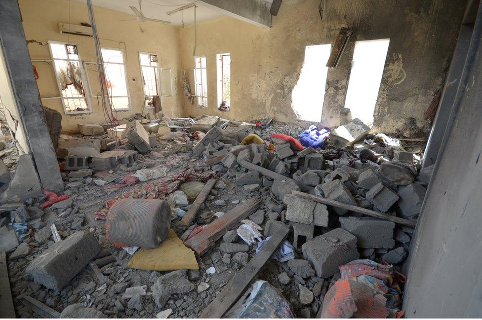 A view of a prison struck by Arab coalition warplanes in al-Zaydiyah district of the Red Sea port city of Hodeidah, Yemen on October 30, 2016.