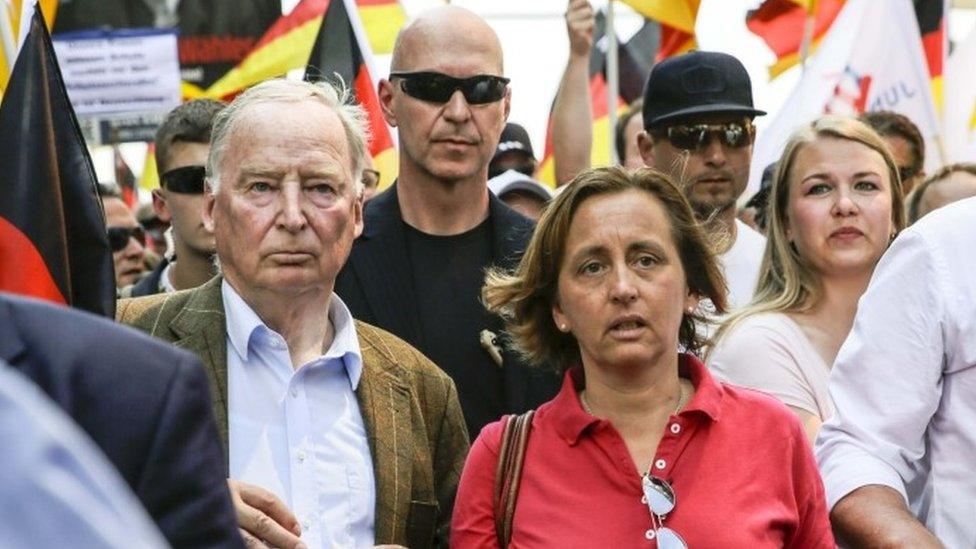 AfD members at a demonstration in Berlin, 27 May