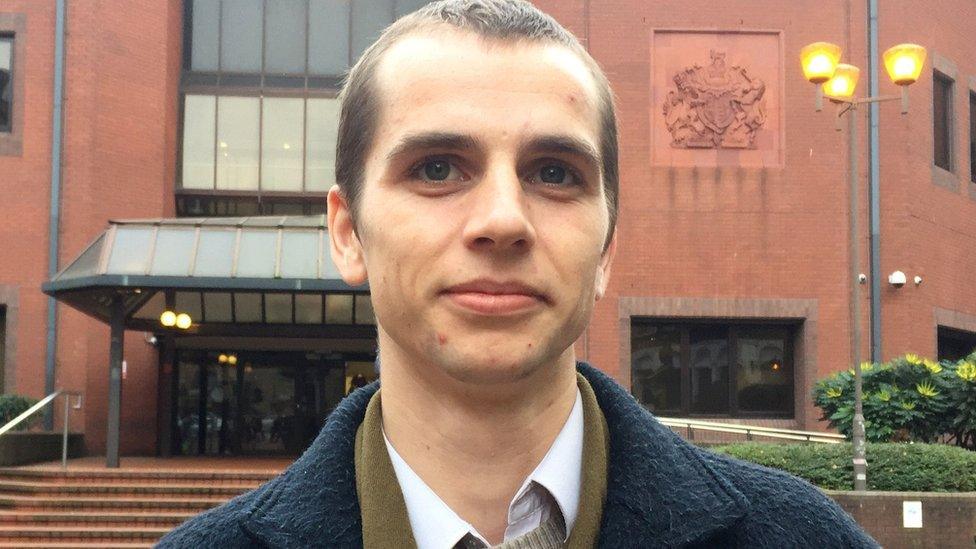 Joshua Walker outside Birmingham Crown Court