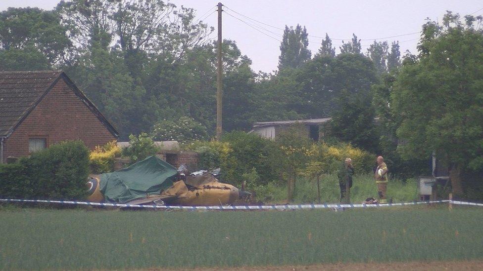 The Spitfire came down in a field in Coningsby on Saturday afternoon