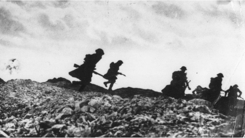 British troops faced machine gun, rifle and artillery fire as they moved across no-man's land during the Battle of the Somme