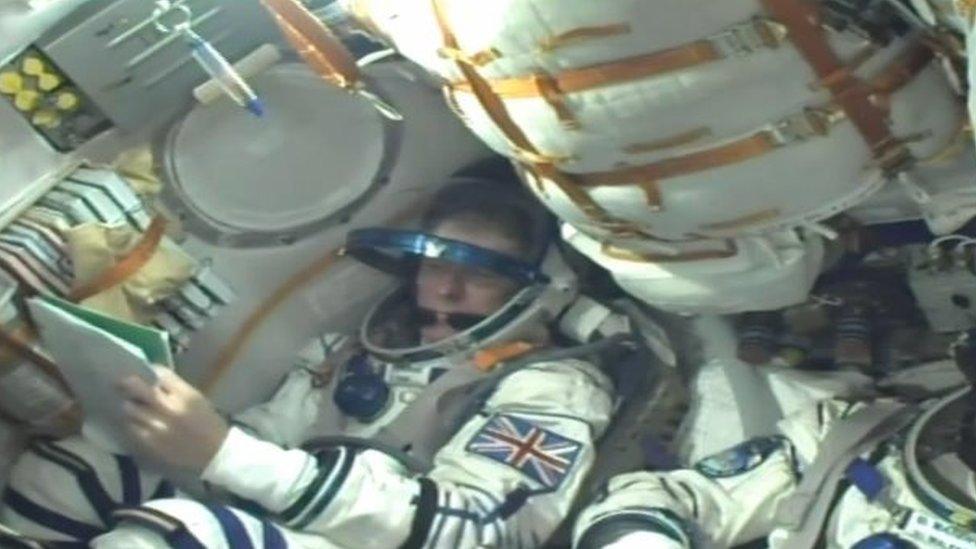 Tim Peake inside the Russian Soyuz rocket