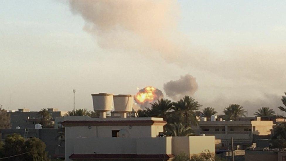 Bomb going off at a nearby munitions factory