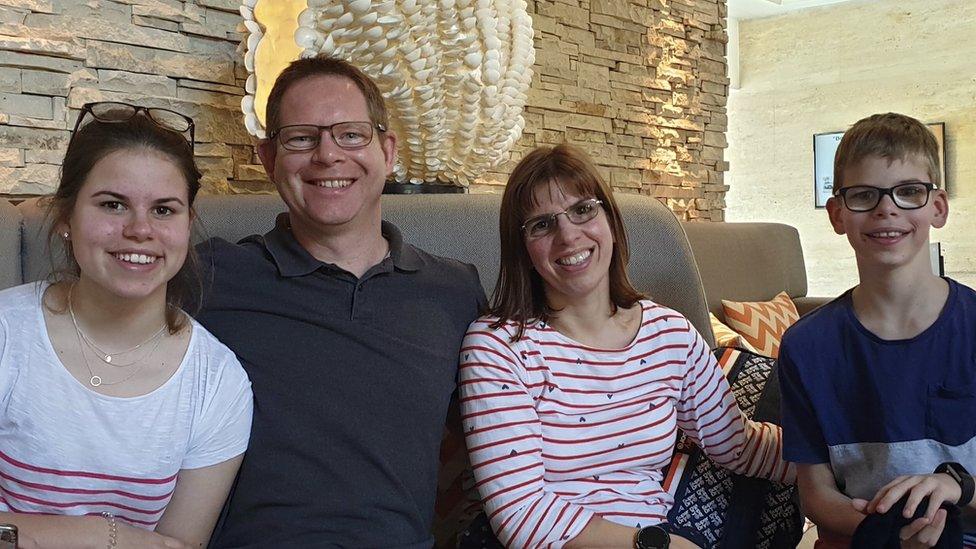 Left to right: Sally Stephenson's daughter Anna, 15, her husband Tim, Sally Stephenson and her son Ben, 13