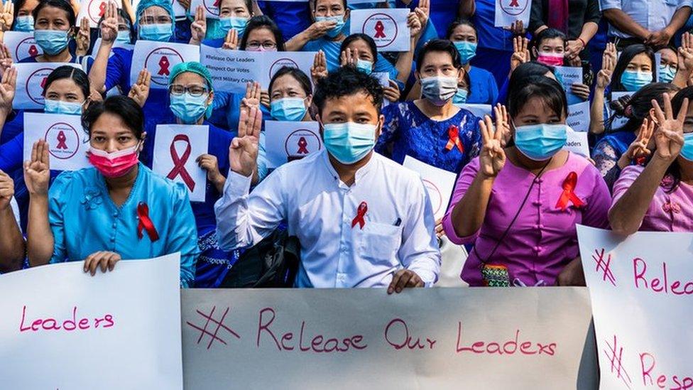 Yangon University Teachers Association protest