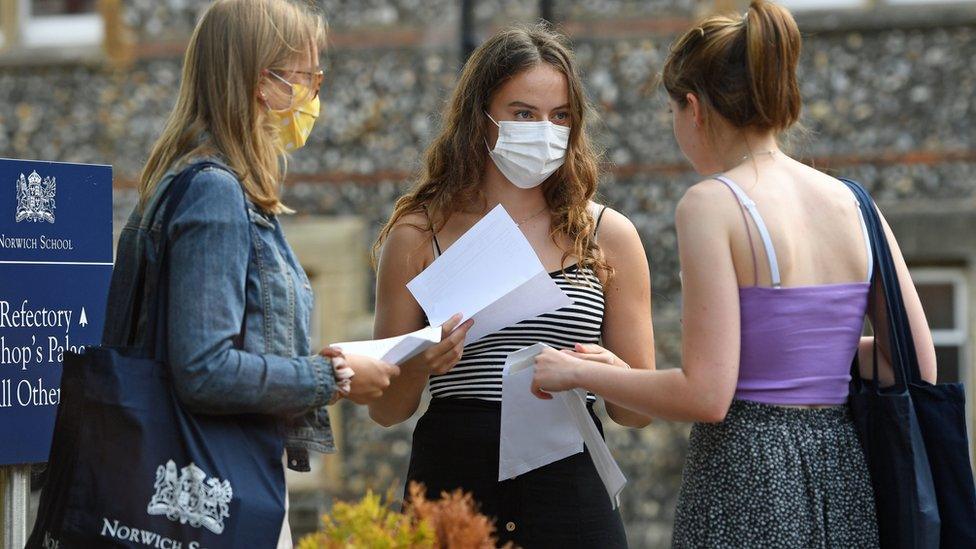 Students collect their A-level results