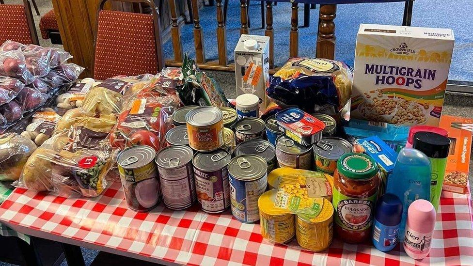 A table filled with groceries