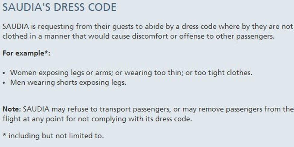 Saudia Airlines dress code