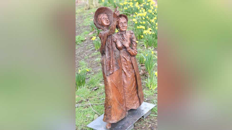 A scaled-down version of the Jane and Ann Taylor statue