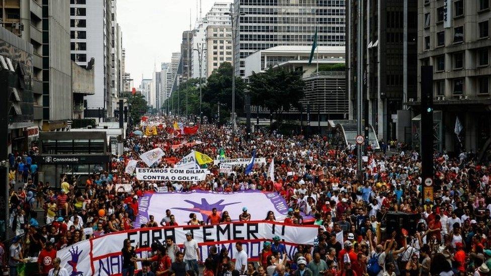 Protest in Sao Paulo against the Temer government