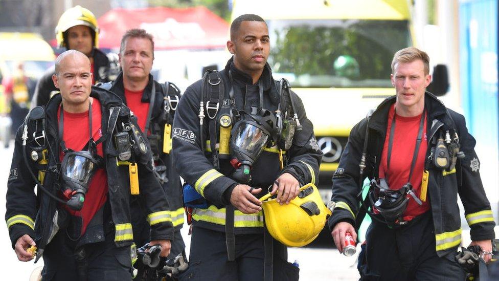 Firefighters at scene of Grenfell tower fire