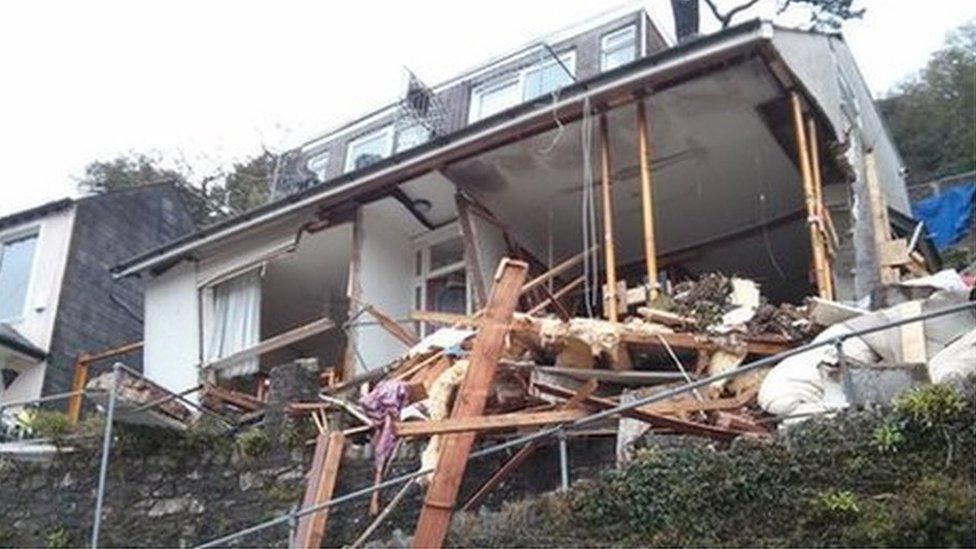 The landslip and damage to Veronica Flats in Looe