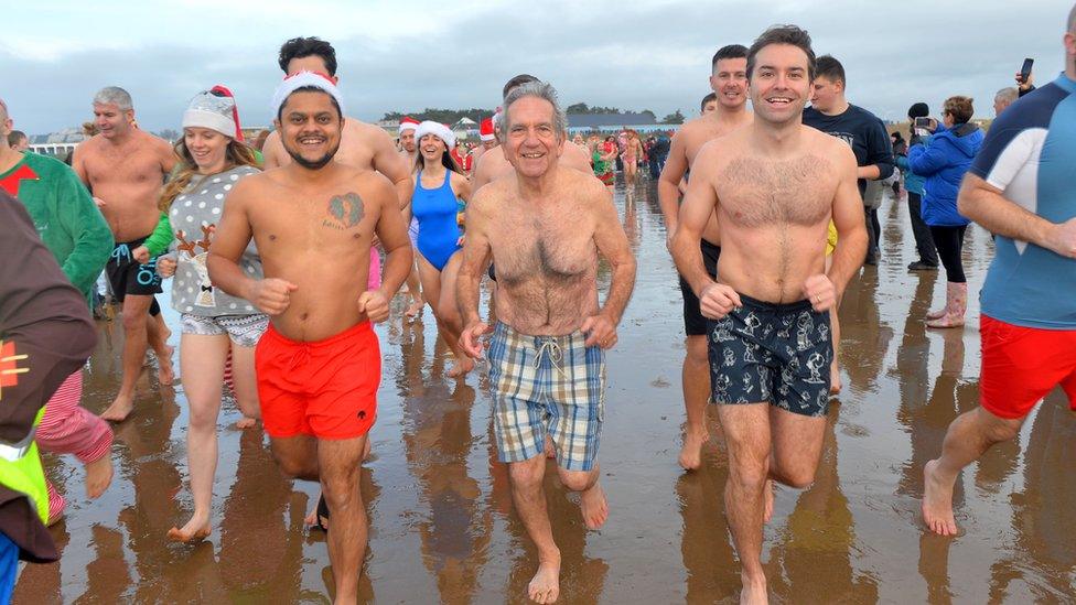 swimmers on beach