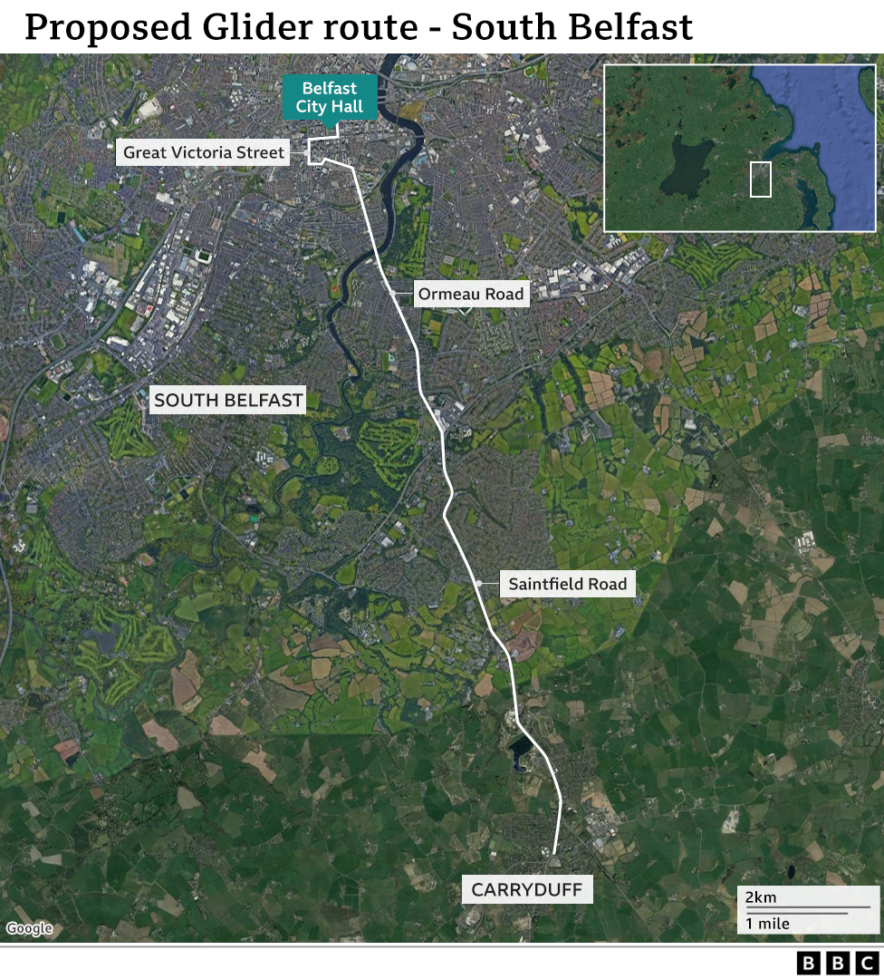 Proposed glider route south belfast