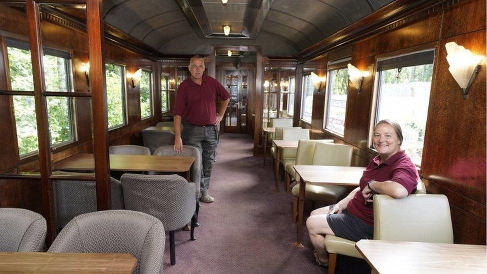 The interior of the replica French steam train