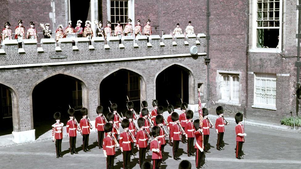 File photo dated 8/2/1952 of The Garter King of Arms, Sir George Bellew, reading the first public proclamation of the accession of Queen Elizabeth II, at Friary Court, St James's Palace